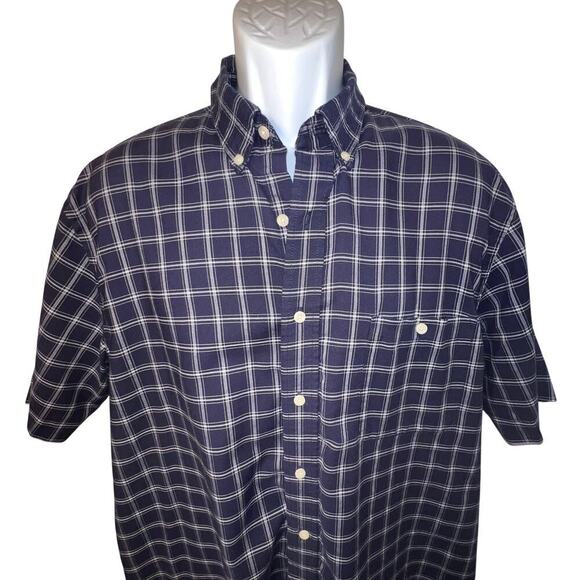 Town Craft L wrinkle free cotton short sleeve button western checkered shirt - Picture 2 of 7